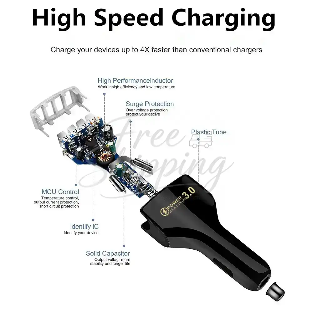 Camzn 4 Port USB Car Charger Free Shipping