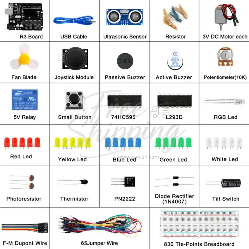 Arduino Beginner Kit Free Shipping Packing List